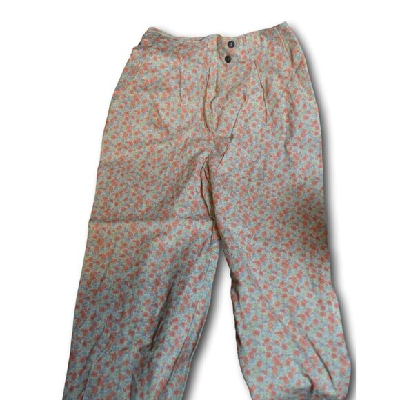 Vintage Floral Print High-Waisted Pants - Retro 90s Size: 10 - Picture 4 of 4